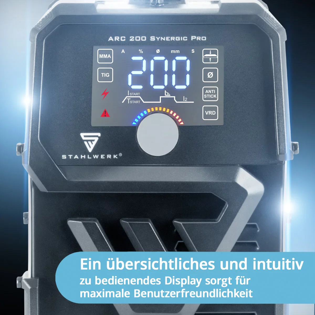 STAHLWERK ARC 200 Synergic Pro Vollausstattung Elektroden-Schweißgerät, vollsynergischer MMA | E-Hand | Lift-TIG Inverter mit 200 Ampere und IGBT Technologie - Image 6