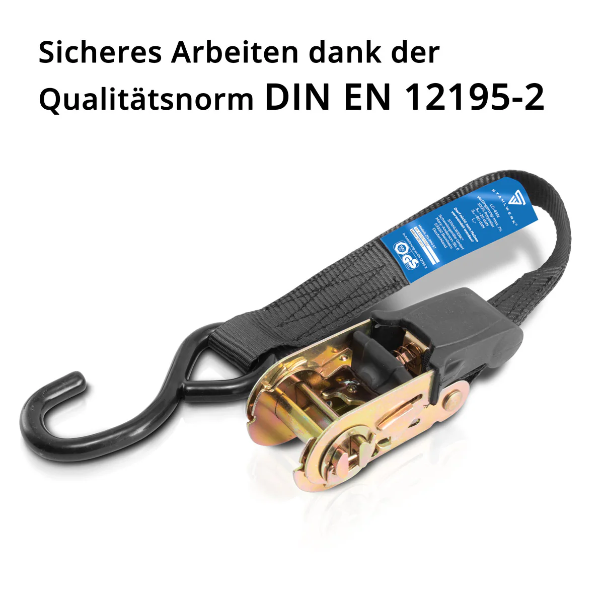 STAHLWERK Spanngurte mit Ratsche + Haken ZG-800 ST 400 kg Zuglast 4er Set / Spannband / Zurrgurt / Ratschengurt mit 4,57 m Länge und einer Bruchlast von 680 kg - Image 6