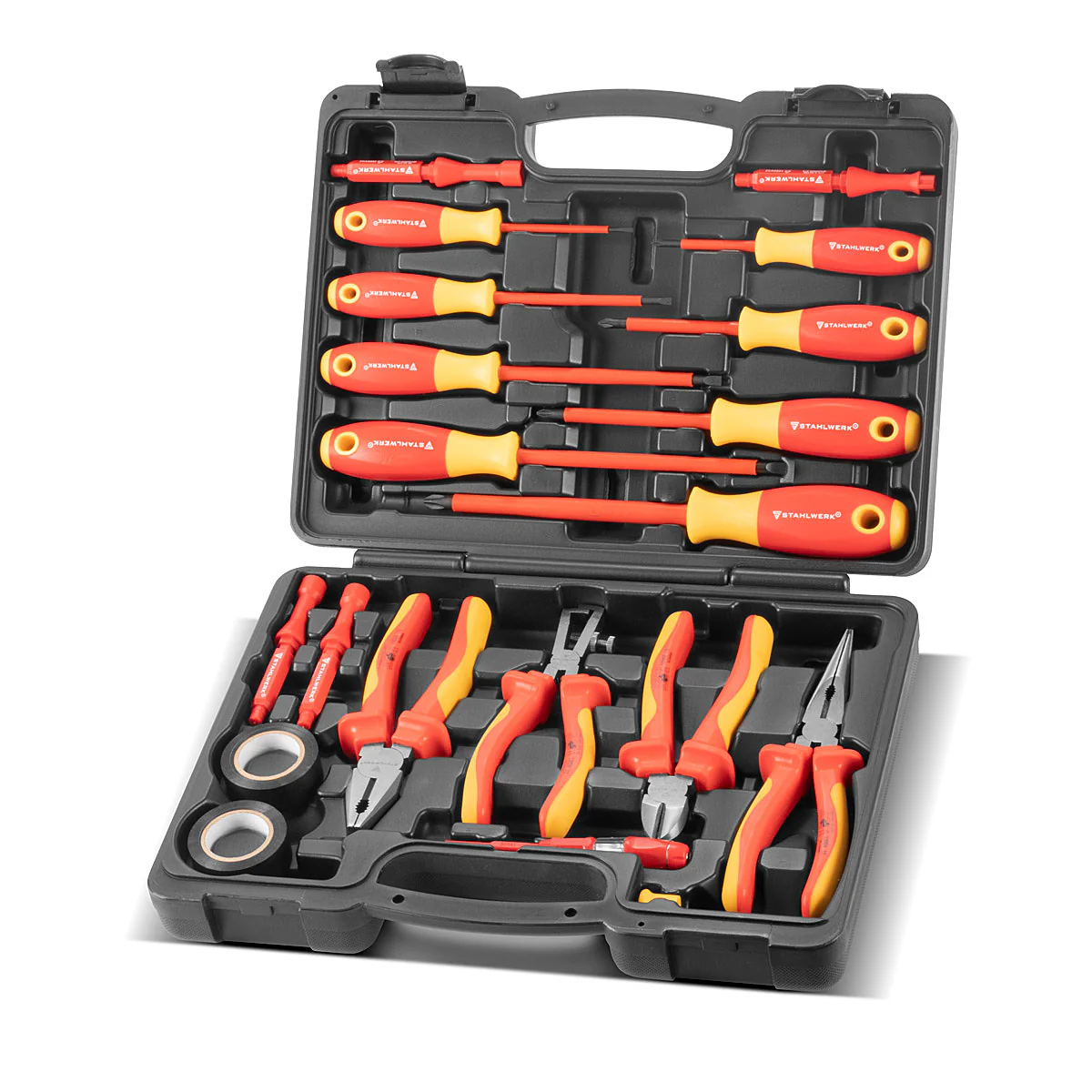 STAHLWERK VDE 1000V 20-teiliges isoliertes Schraubendreher- und Zangen Set VSZ-20 ST Profi Schraubenzieher Set | Elektriker Werkzeug Set | Elektro Schraubendreher-Satz inklusive Werkzeugkoffer - Image 3