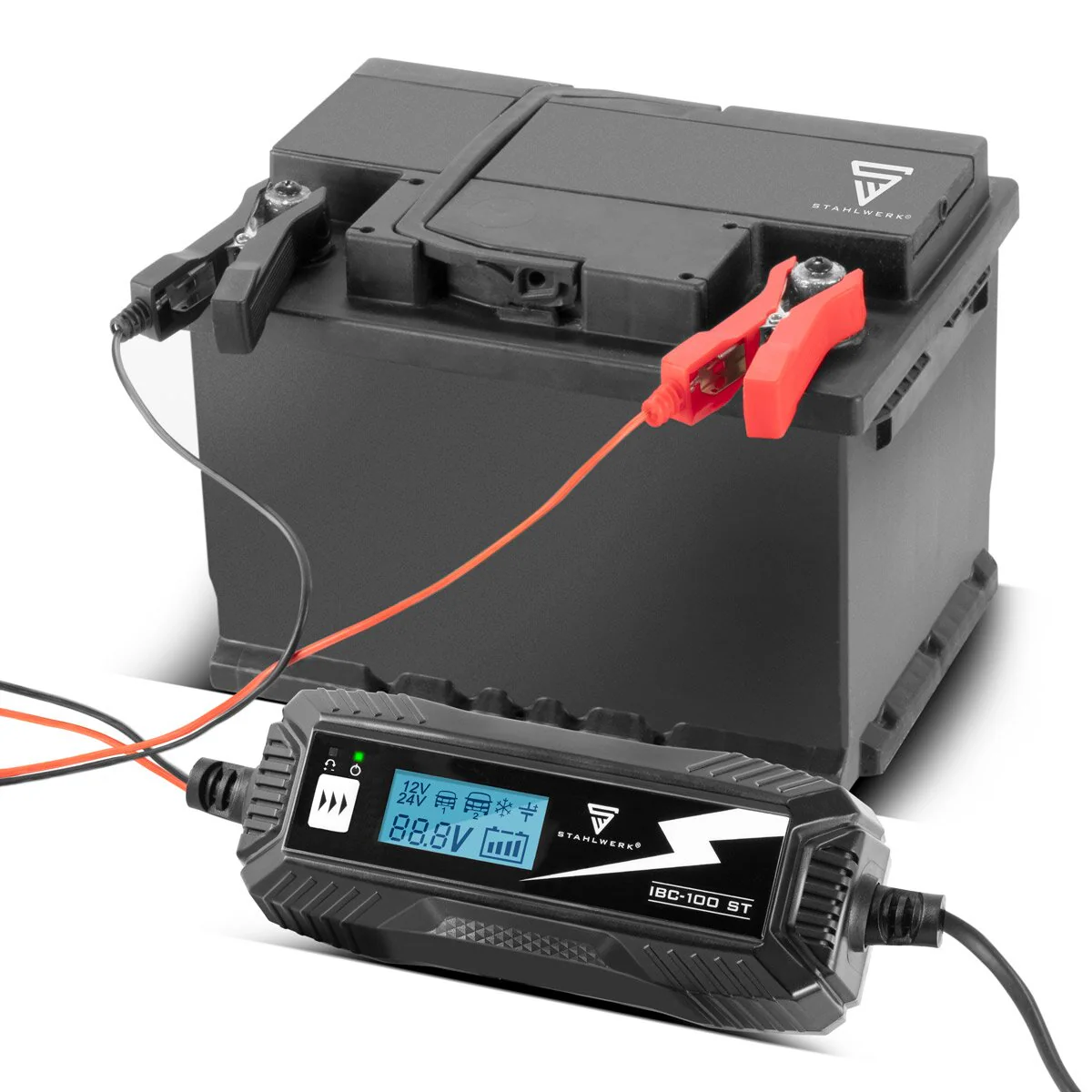 STAHLWERK Batterieladegerät IBC-100 ST mit Mikroprozessor und 10 Lademodi für 12V/24V AGM, VRLA, MF, SLA und GEL-Batterien | Intelligentes Ladegerät für Auto und Motorrad - Image 9