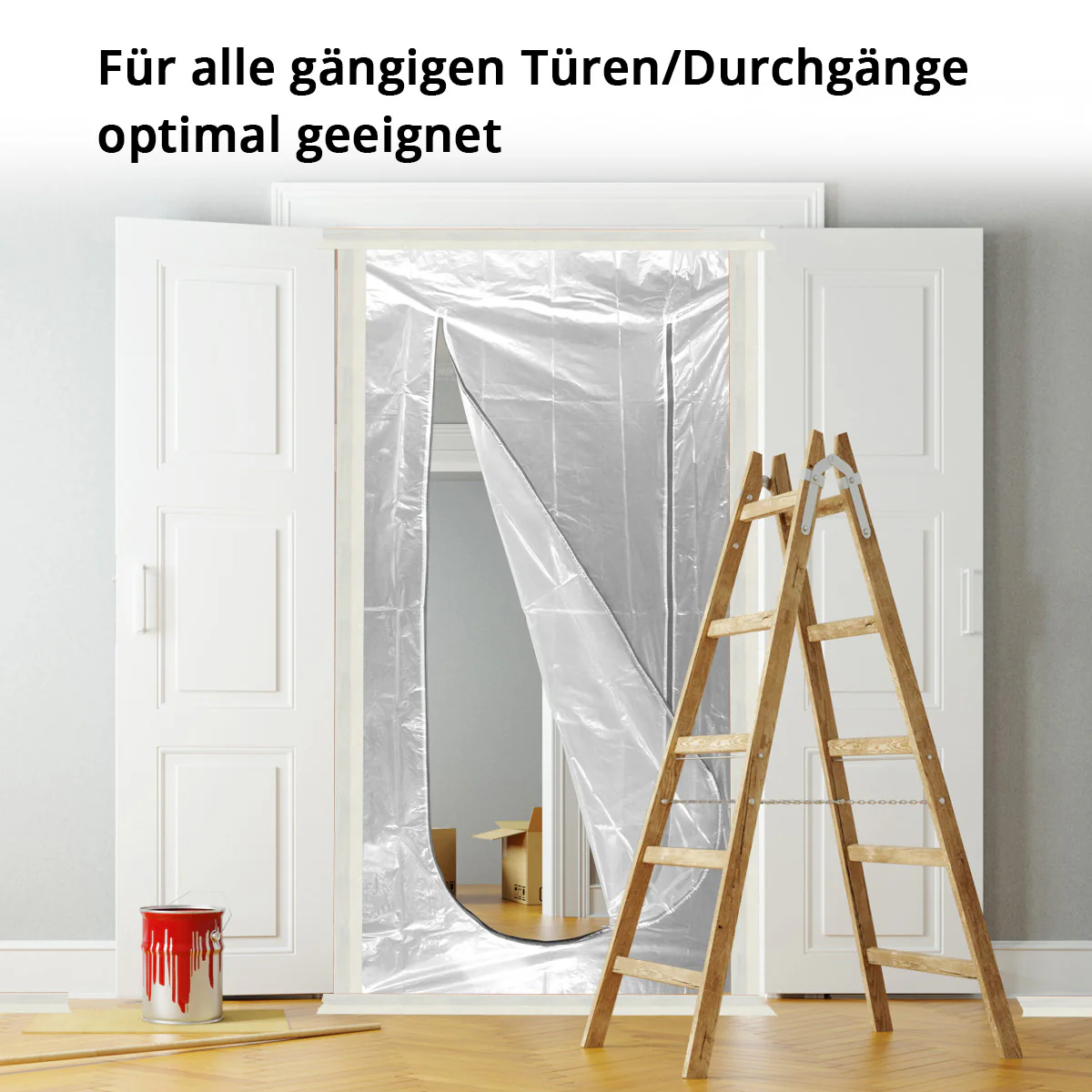 STAHLWERK Staubschutztür 3er Set U-Form Staubtür / Schmutzschleuse / Staubvorhang mit integriertem Reißverschluss - Image 4