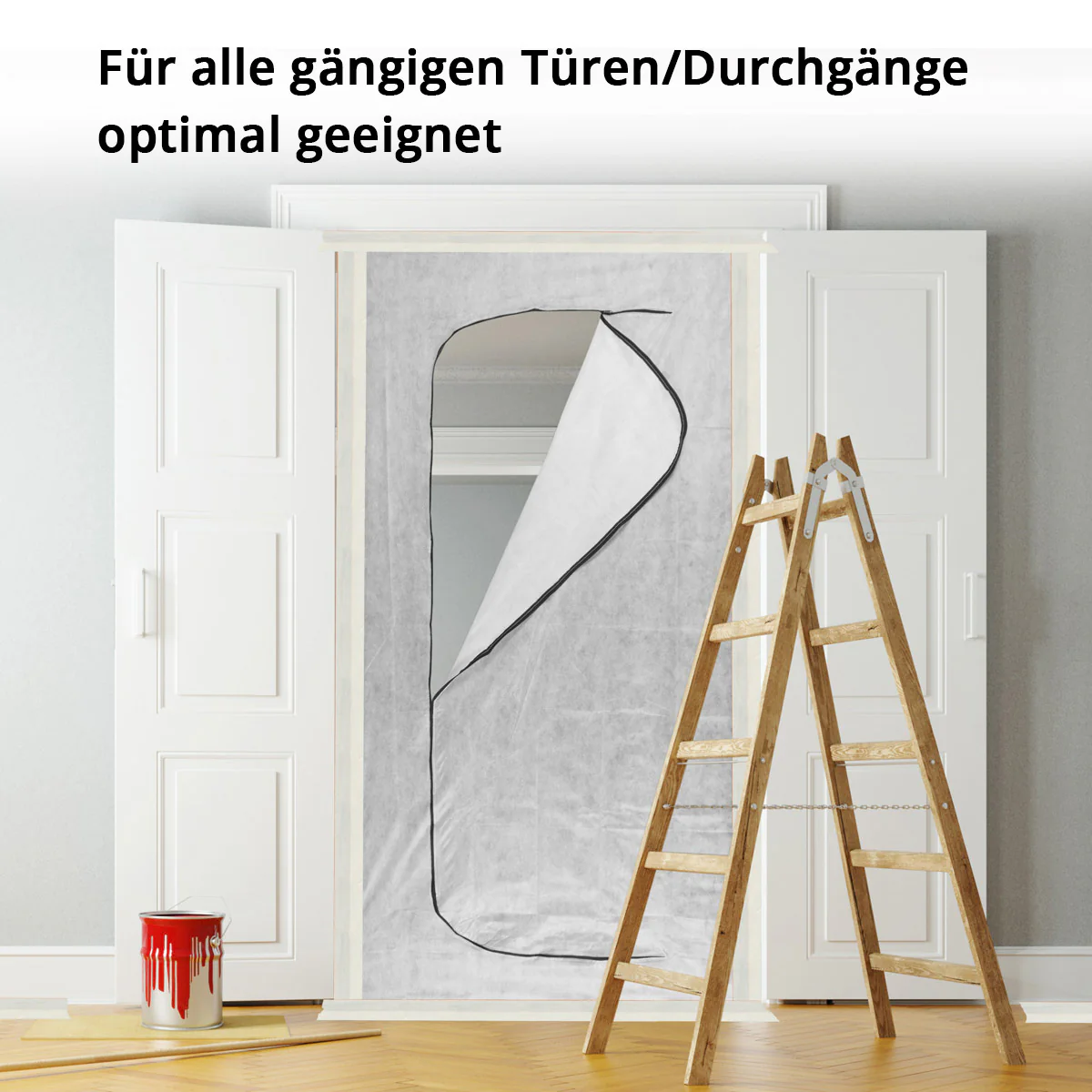 STAHLWERK Staubschutztür 3er Set C-Form Staubtür / Schmutzschleuse / Staubvorhang mit integriertem Reißverschluss - Image 4