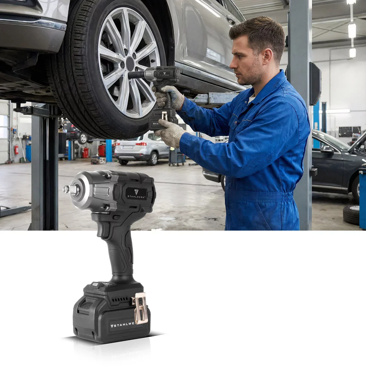STAHLWERK Akku-Drehschlagschrauber ADS-880 ST | 20 Volt-System | Brushless-Technologie | Akku-Schlagschrauber mit 880 Nm | ½“ Zoll Aufnahme | Inklusive 4 Schonnüsse 17-22 mm | Akku und Ladegerät - Image 14