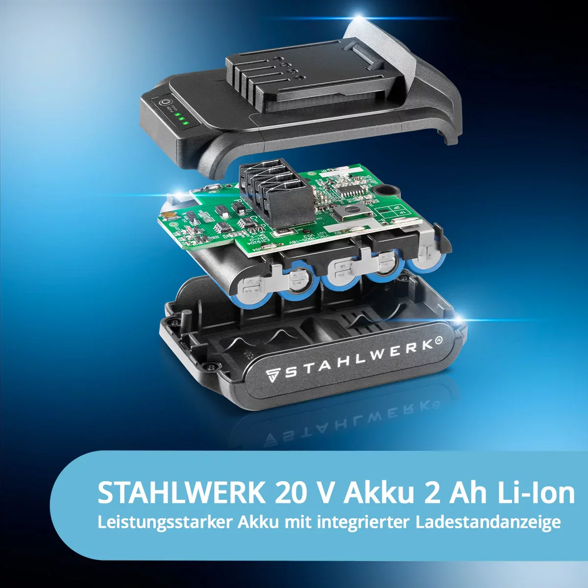 STAHLWERK Akku-Druckluftkompressor ADK-20 ST | 72 Watt Leistung und 2 Ah Akku | Mini-Kompressor zum Aufpumpen von Reifen, Bällen | Elektrische Luftpumpe mit Digitalanzeige und Beleuchtung | Luftkompressor - Image 4