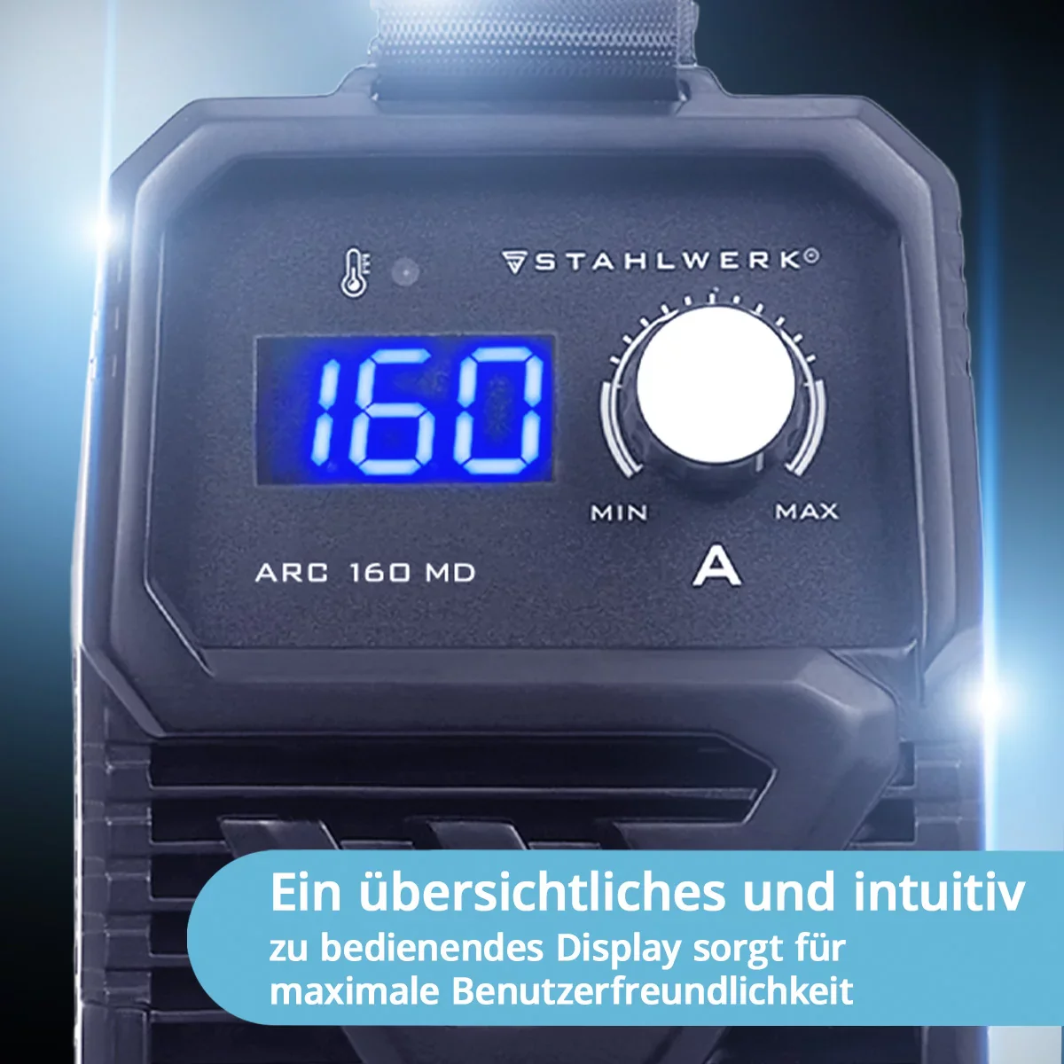 STAHLWERK ARC 160 MD Vollausstattung Elektroden-Schweißgerät - DC MMA, E-Hand, Lift-TIG Welder | Stufenlos regelbar | Echte 160 Ampere | Sehr kompakt und leicht | Hot-Start, Anti-Stick, Smart-Kühlung | IGBT-Technologie - Image 4