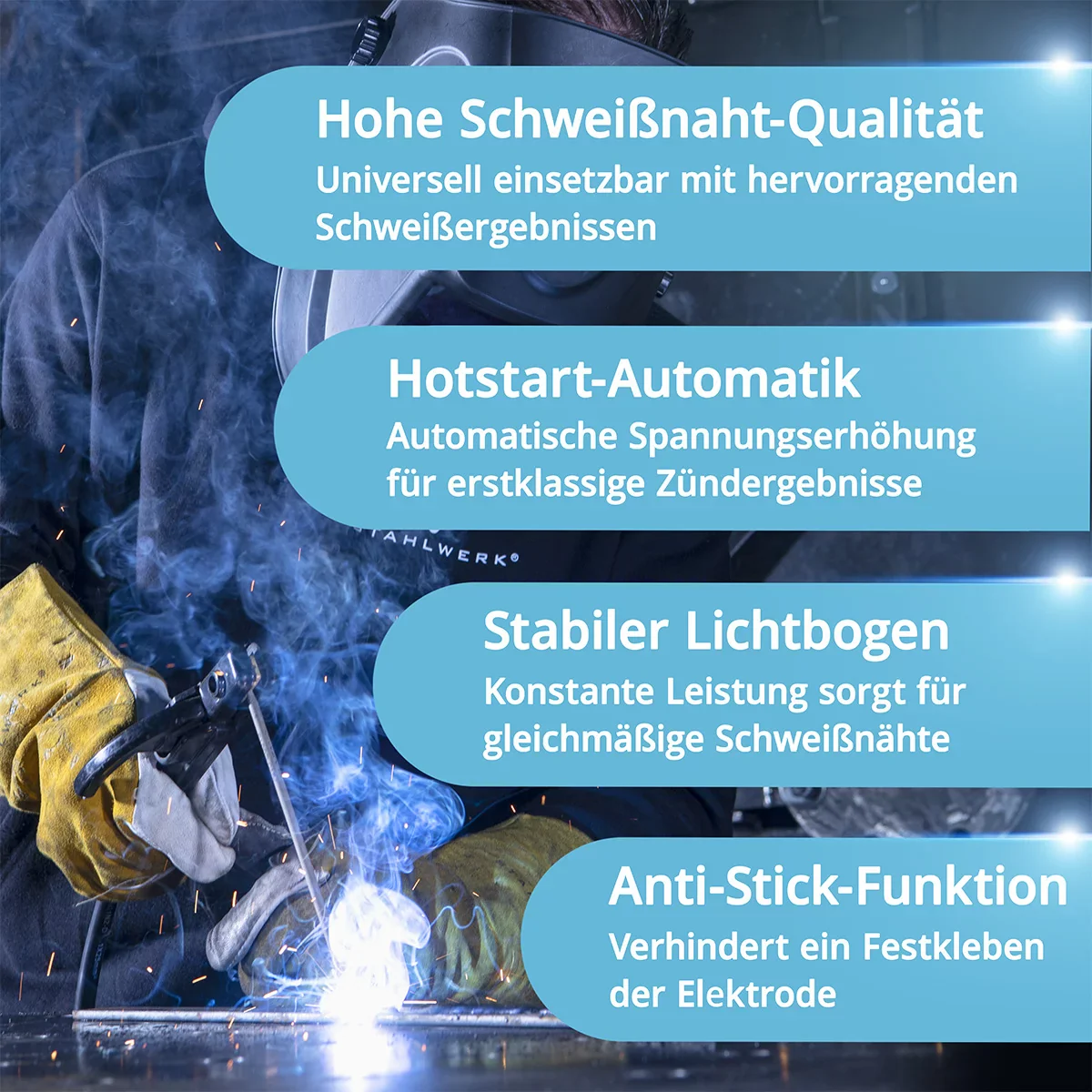 STAHLWERK ARC 200 MD Schweißgerät Vollausstattung - DC MMA | E-Hand| Lift-TIG Inverter mit 200 Ampere, IGBT Technologie und Single-Board, 7 Jahre Hersteller-Garantie - Image 8
