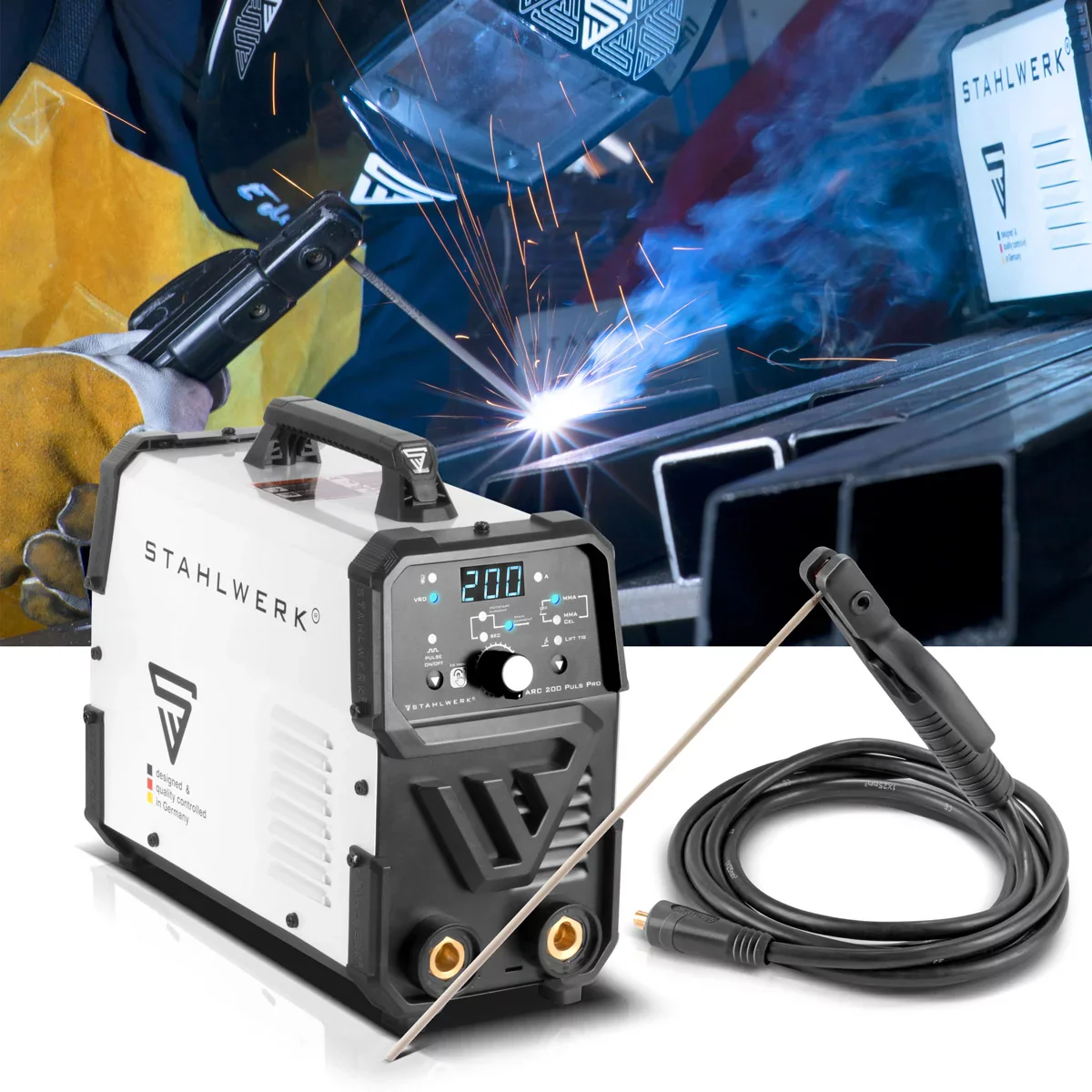 STAHLWERK ARC 200 Puls Pro Elektroden-Schweißgerät, kompakter MMA | E-Hand | Lift-TIG Inverter mit 200 Ampere, IGBT Technologie und Puls-Funktion - Image 13