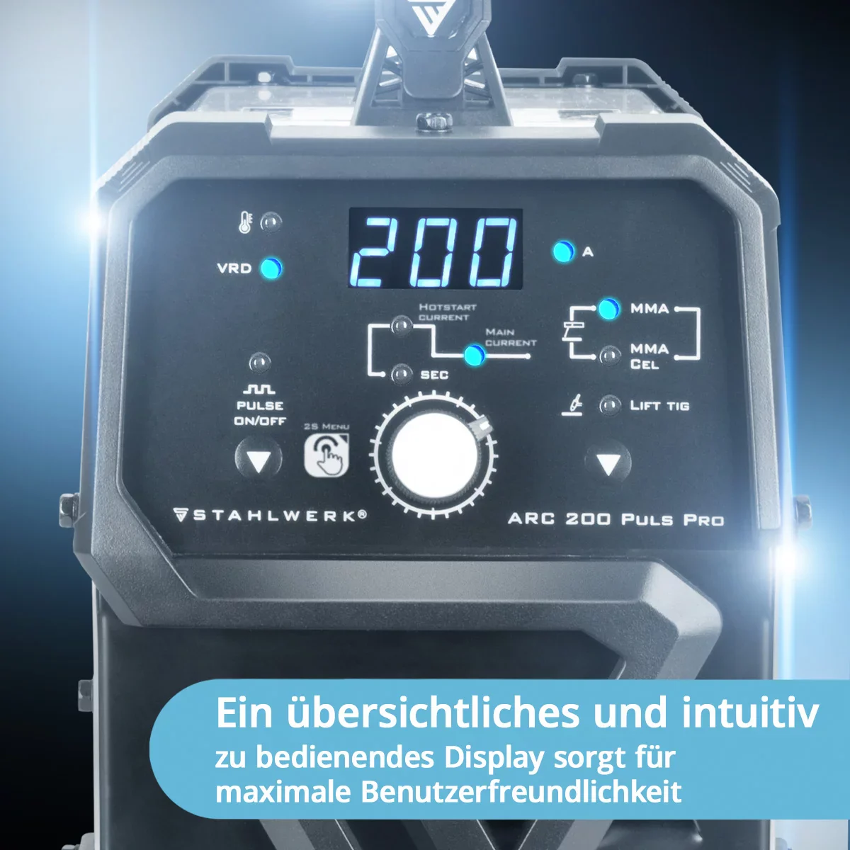 STAHLWERK ARC 200 Puls Pro Vollausstattung Elektroden-Schweißgerät, kompakter MMA | E-Hand | Lift-TIG Inverter mit 200 Ampere, IGBT Technologie und Puls-Funktion - Image 7