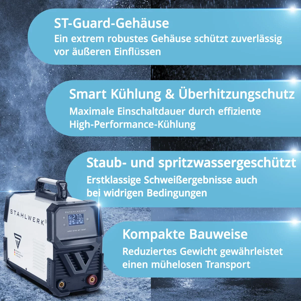 STAHLWERK ARC 270 ST Schweißgerät DC MMA | E-Hand Inverter Schweißmaschine mit 270 Ampere, Digital Display und IGBT Technologie - Image 4