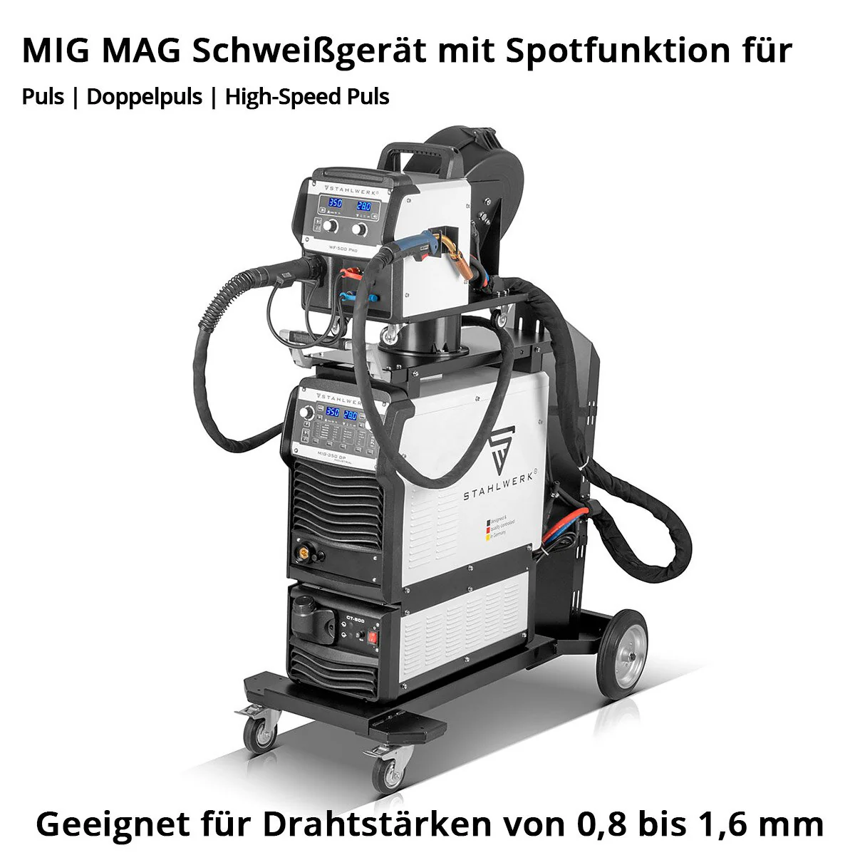 STAHLWERK Industrie-Schweißgerät MIG MAG 350 DP Vollausstattung Vollsynergischer, wassergekühlter IGBT Inverter mit 350 A und Spot-Funktion, MIG MAG Schweißanlage mit Puls | Doppelpuls | High-Speed Puls - Image 14
