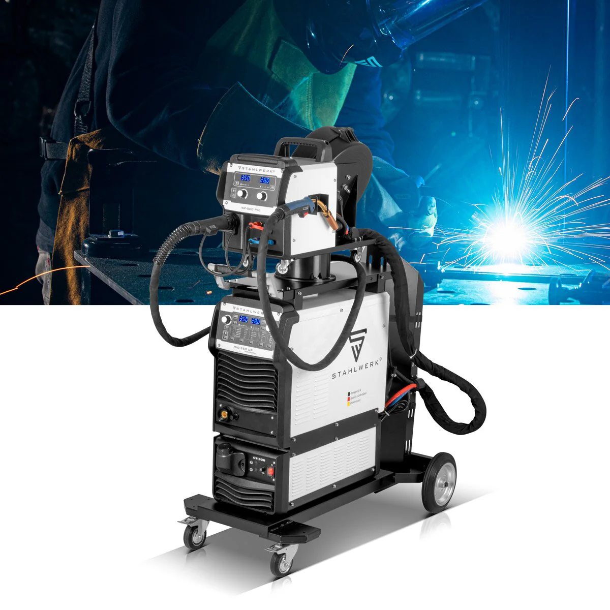 STAHLWERK Industrie-Schweißgerät MIG MAG 350 DP Vollausstattung Vollsynergischer, wassergekühlter IGBT Inverter mit 350 A und Spot-Funktion, MIG MAG Schweißanlage mit Puls | Doppelpuls | High-Speed Puls - Image 6