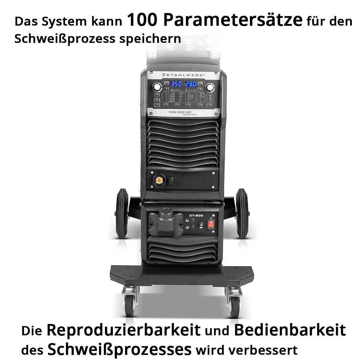 STAHLWERK Industrie-Schweißgerät MIG MAG 350 DP Vollsynergischer, wassergekühlter IGBT Inverter mit 350 A und Spot-Funktion, MIG MAG Schweißanlage mit Puls | Doppelpuls | High-Speed Puls - Image 7
