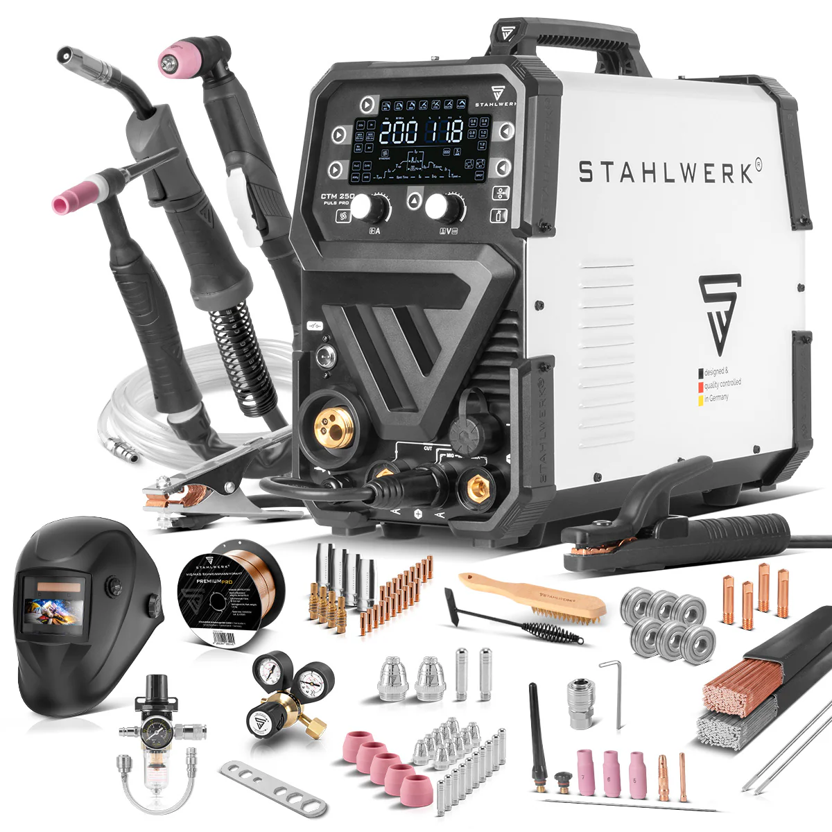 STAHLWERK Kombi-Schweißgerät CTM-250 Puls Pro 6-in-1 Schweißgerät mit 200 A | Vollausstattung | 45 A Plasmaschneider | Puls-Funktion | Synergischer Drahtvorschub | WIG | MIG MAG | PULS | MMA | FLUX - Image 3