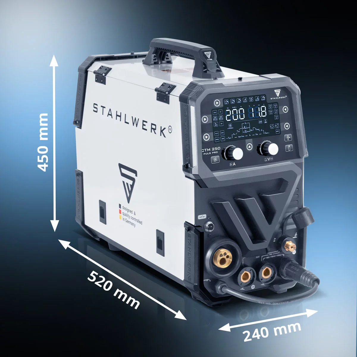 STAHLWERK Kombi-Schweißgerät CTM-250 Puls Pro 6-in-1 Schutzgas-Schweißgerät 200 A | Puls-Funktion | Synergischer Drahtvorschub | Integrierter 45 A Plasmaschneider CUT| WIG | MIG MAG | PULS | MMA| FLUX - Image 9
