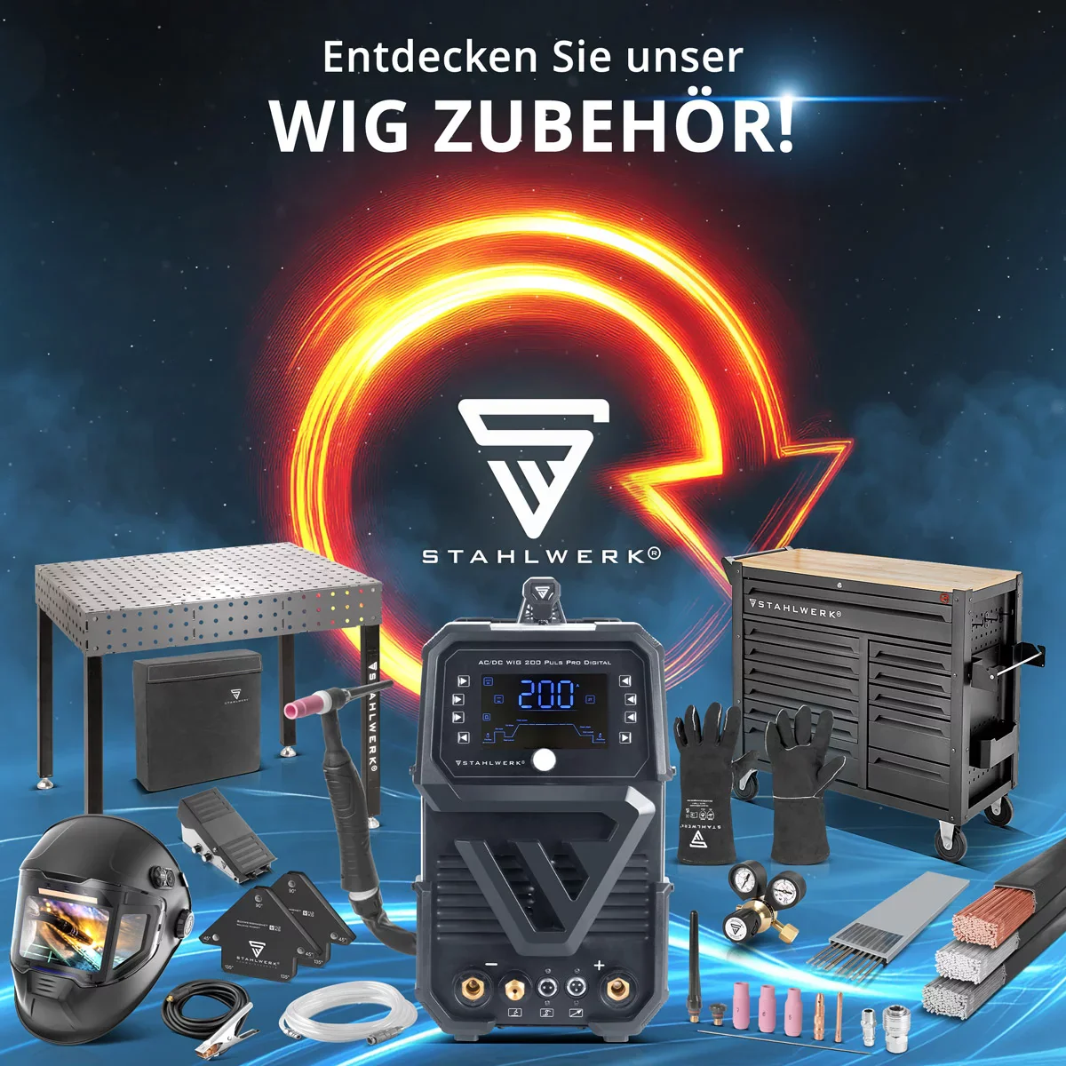 STAHLWERK Schweißgerät AC/DC WIG 200 ST Digital 2026 Vollausstattung | Kombi-Schweißgerät | Kombi-Schweißanlage | Alu-geeigneter WIG MMA Inverter mit 200 A und integrierter Clean-Funktion - Image 14