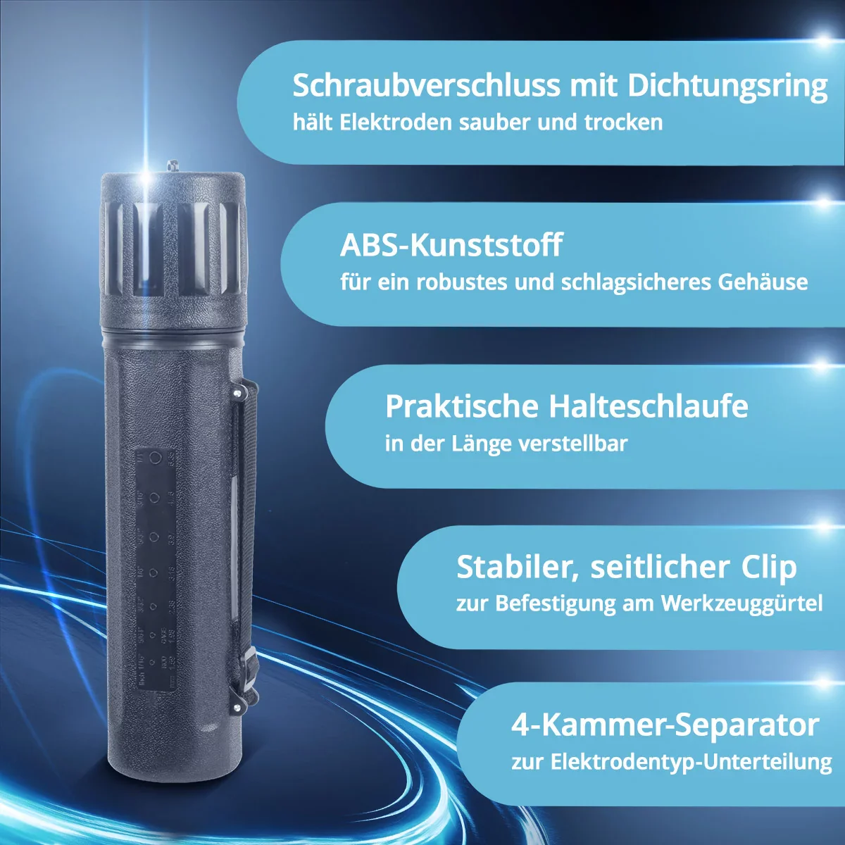 STAHLWERK Stabelektroden-Set mit wasserdichter Aufbewahrungsbox | Schweißstäbe AWS E6013 RR im Elektrodenköcher | 60 Elektroden Vorteilspack | 2,0 x 300 mm | 2,5 x 350 mm | 3,2 x 350 mm - Image 5
