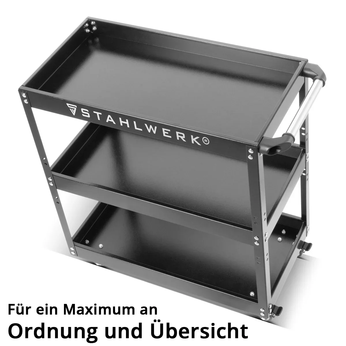 STAHLWERK Werkzeugwagen ST-730 Werkstattwagen | Rollwagen | Transportwagen | Montagewagen | Plattformwagen | Etagenwagen mit 3 Ladeflächen - Image 5