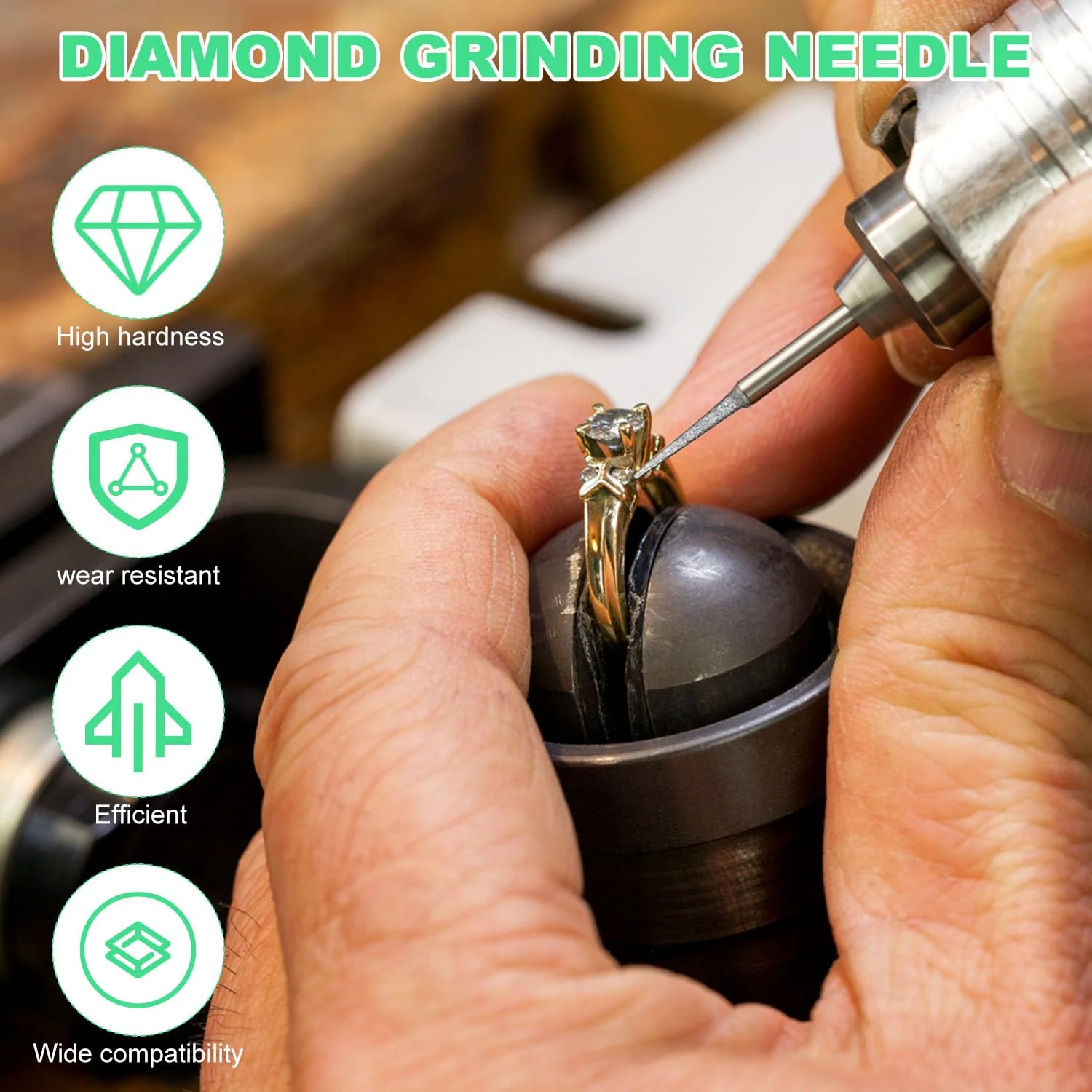 USB-Gravierstift 50 Stück Diamant Fräser Set, Diamant Fräser für Stein, Glas, Keramik, Schnitzen, Schleifen, Polieren, Gravieren, Bohren, Silber - Image 5